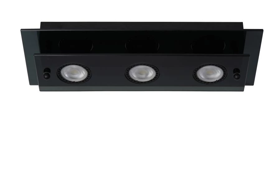 Lucide OKNO - Flush ceiling light - 3xGU10 - Black - off